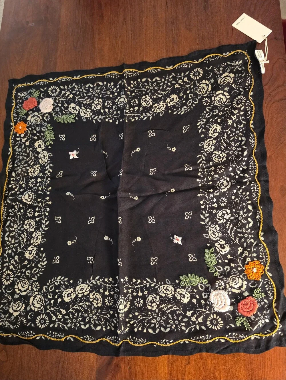 Chan Luu Black Embroidered Bandana